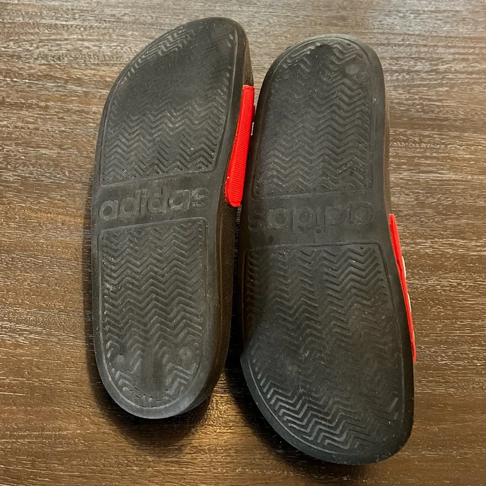 Adidas Slides Red and White Size 4